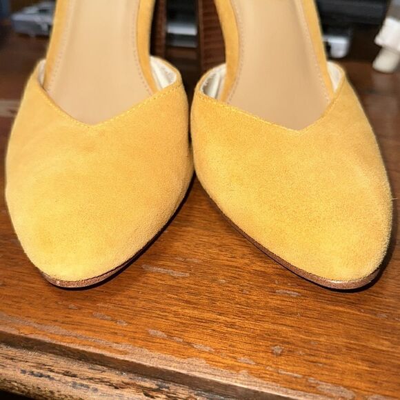 Soludos Collette Leather Ankle Strap Suede Heels in Marigold Women’s Size 10 - Picture 6 of 11
